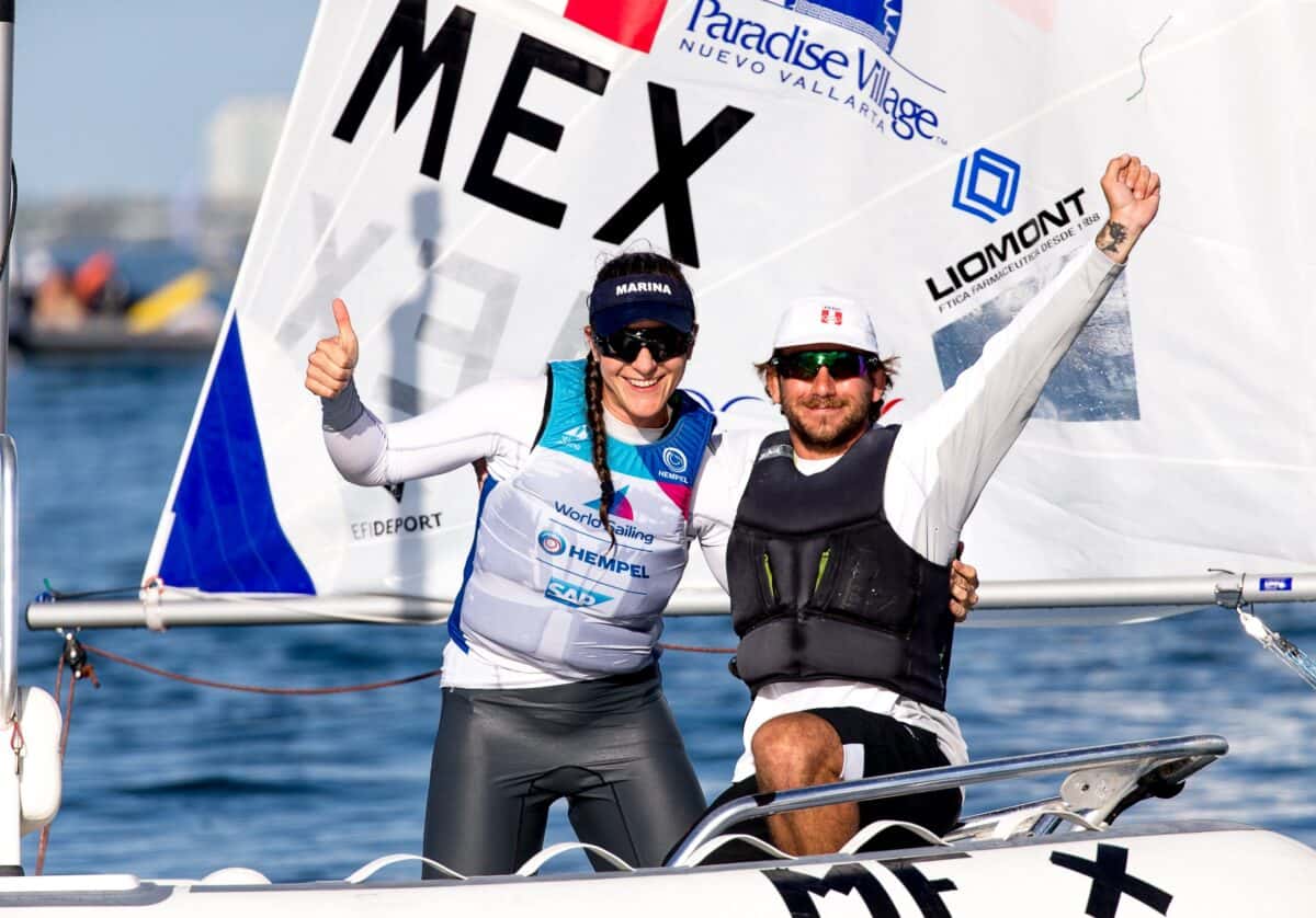 The fifth and final day of fleet racing wrapped-up Friday at the 2020 Hempel World Cup Series Miami. Many of the 182 sailors from 45 nations raced with Olympic qualification on the line and targeting a spot in Saturday's pivotal Medal Races.