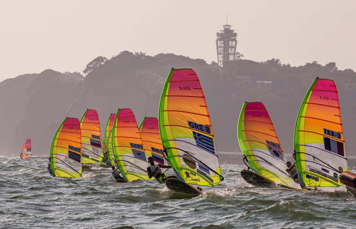 Sailors were treated to big breeze and big waves on the opening day of racing at Ready Steady Tokyo - Sailing